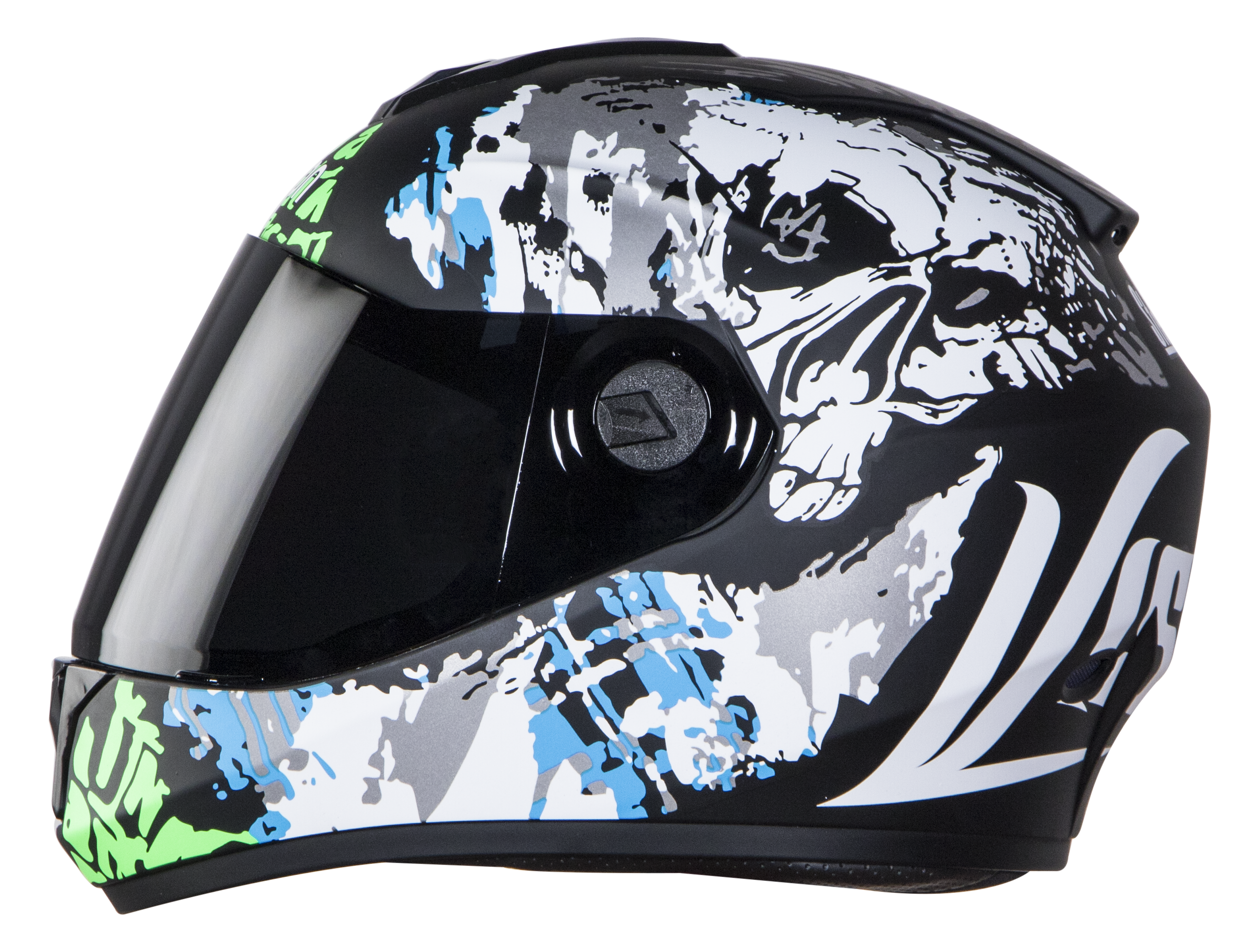 SBH-11 Vision Skull Mat Black With Grey( Fitted With Clear Visor Extra Smoke Visor Free)